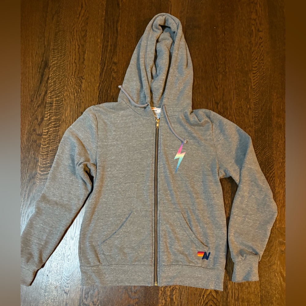 Aviator Nation Gray Bolt Zip Hoodie size Small